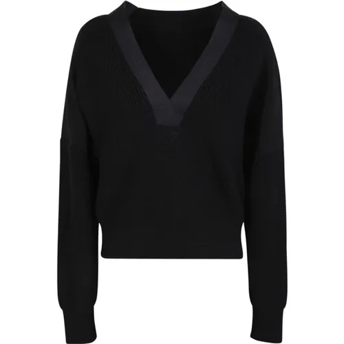 Wool Sweater with Unique V-Neck Detail , female, Sizes: XS - Moncler - Modalova