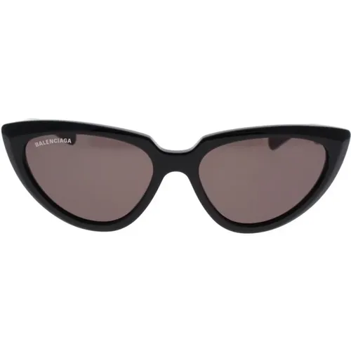 Schwarze Graue Sonnenbrille mit Auffälligem 3D-Design , Damen, Größe: 55 MM - Balenciaga - Modalova