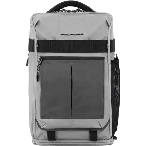 Backpacks, male, , Size: ONE SIZE Grey Laptop and iPad Backpack with LED - Piquadro - Modalova