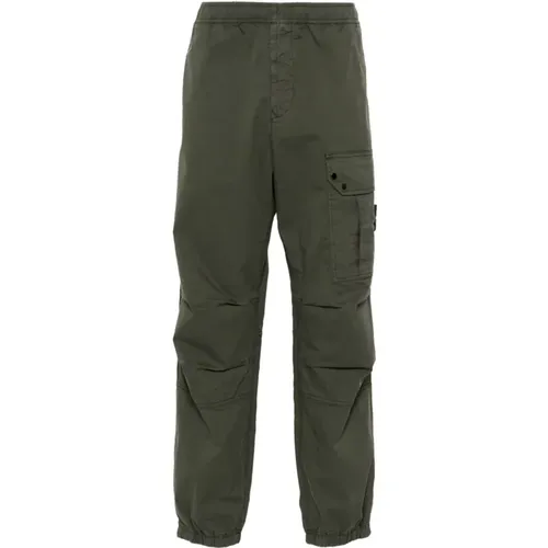 Straight Trousers, male, , Size: W30 Cargo Trousers Elasticated Ankle Hems - Stone Island - Modalova