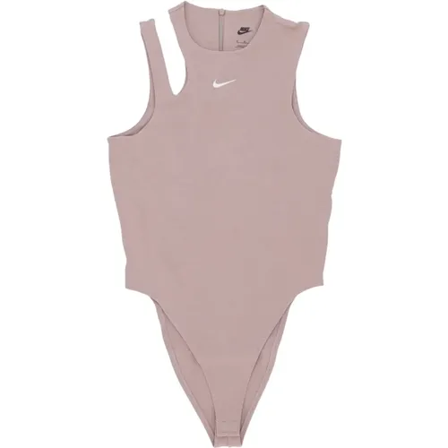 Body, female, , Size: L Essential Bodysuit Tank Diffused Taupe/White - Nike - Modalova