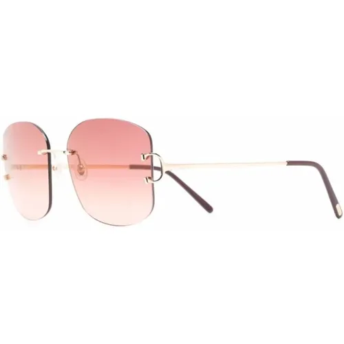 Gold Sunglasses for Everyday Use , female, Sizes: 60 MM - Cartier - Modalova