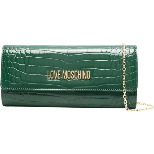 Croco Shoulder Bag Chic Style , female, Sizes: ONE SIZE - Love Moschino - Modalova