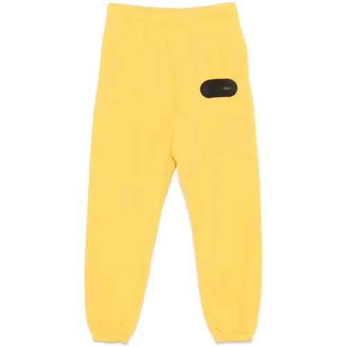 Sweatpants, male, , Size: XL Mustard Graphic Print Sweatpants - Gallery Dept. - Modalova