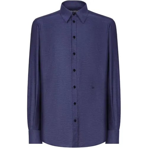 Long-sleeved cotton-blend shirt , male, Sizes: L, 2XL, XL - Dolce & Gabbana - Modalova