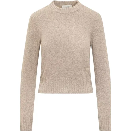 Gemütlicher und stilvoller Rundhals-Strickpullover für Frauen , Damen, Größe: L - Ami Paris - Modalova