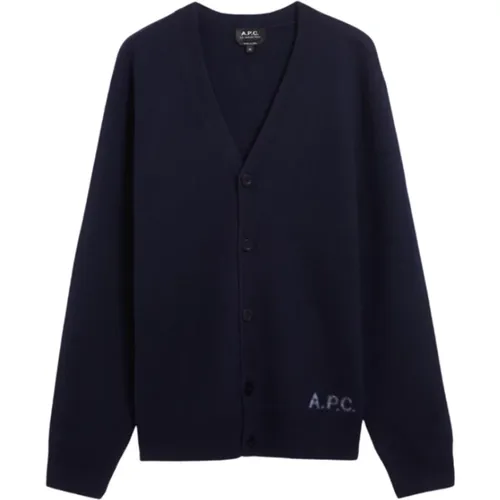 Cardigans, male, , Size: M Kenny Dark Navy Cardigan - A.p.c. - Modalova