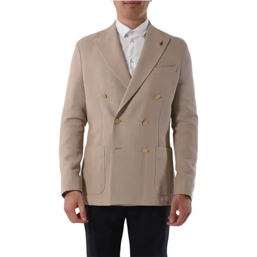 Double-breasted fabric jacket , male, Sizes: XL, M, L, 3XL, 2XL - Paoloni - Modalova