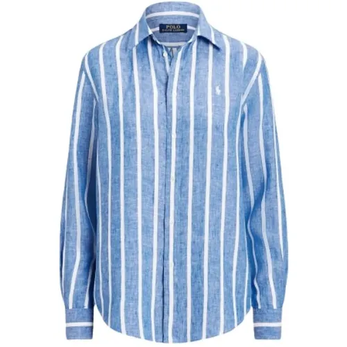 Casual Linen Shirt with Embroidered Logo , female, Sizes: XS - Polo Ralph Lauren - Modalova