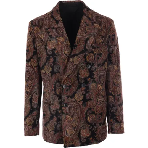 Blazers, male, , Size: L MultiColour Paisley Velvet Double-Breasted Jacket - ETRO - Modalova