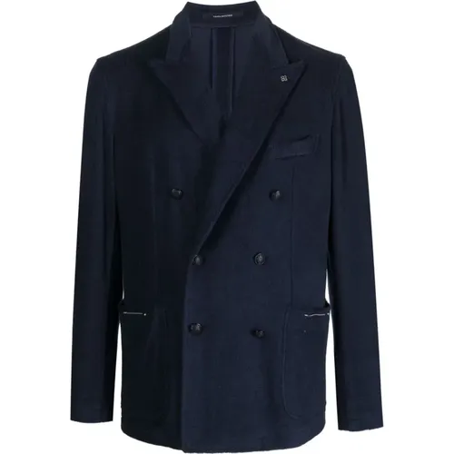 Blazers, male, , Size: XL Navy Double-Breasted Blazer - Tagliatore - Modalova