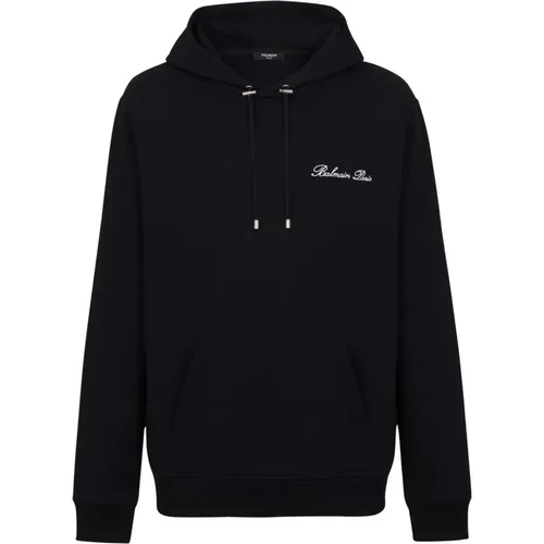 Hoodies, male, , Size: S Balain Signature hoodie - Balmain - Modalova