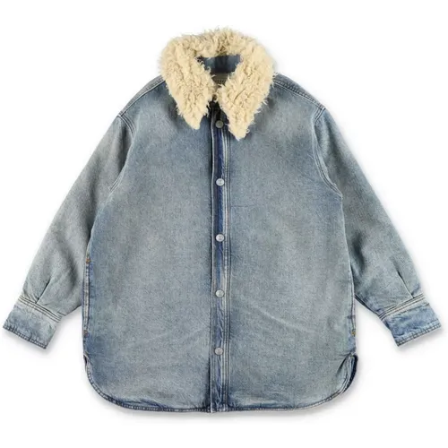 Jeanshemdjacke mit Shearling-Kragen - MM6 Maison Margiela - Modalova