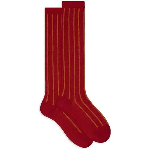 Rote Twin-Rib Baumwollsocken , Damen, Größe: S - Gallo - Modalova