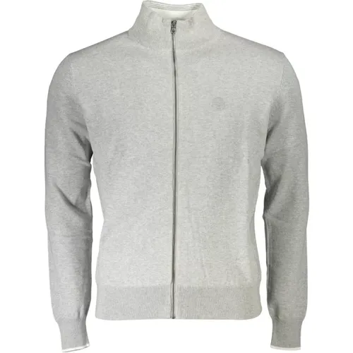 Grauer Baumwoll-Zip-Through-Cardigan-Pullover , Herren, Größe: L - North Sails - Modalova