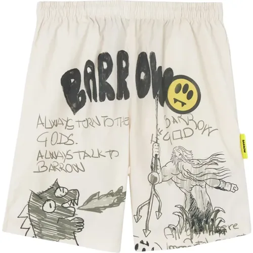 Printed White Bermuda Shorts , male, Sizes: M - Barrow - Modalova