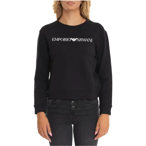 Round-necked Sweatshirt with Front Print , female, Sizes: M - Emporio Armani - Modalova