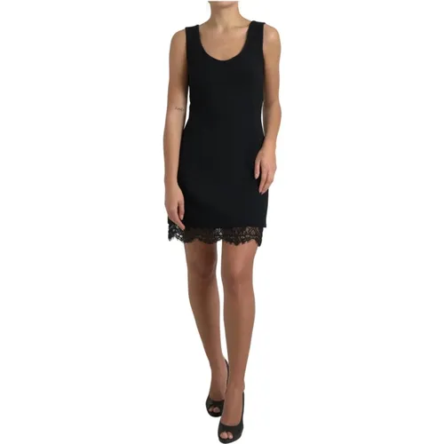 Schwarzes Spitzen Sheath A-Line Mini Kleid - Dolce & Gabbana - Modalova