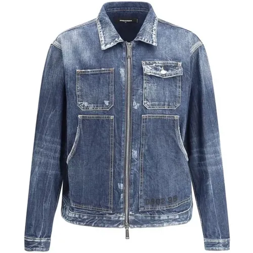 Denim Jackets, male, , Size: S Vintage Denim Carpenter Jean Jacket - Dsquared2 - Modalova