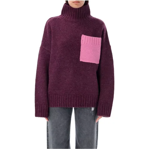 Turtlenecks, female, , Size: XS Plum Patch Pocket High Neck Knitwear - JW Anderson - Modalova