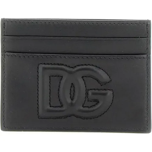 Logoed Lederkartenhalter mit DG-Logo , Damen, Größe: ONE Size - Dolce & Gabbana - Modalova