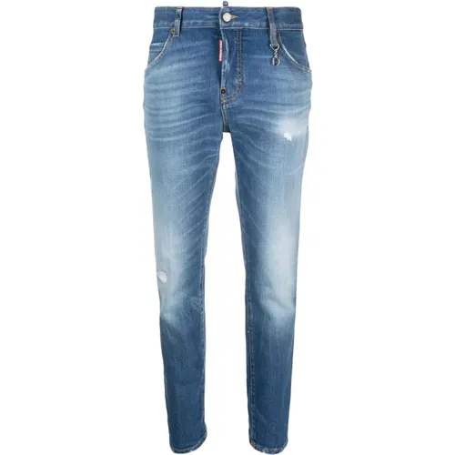 Blaue Slim-Fit Jeans mit Distressed-Finish - Dsquared2 - Modalova