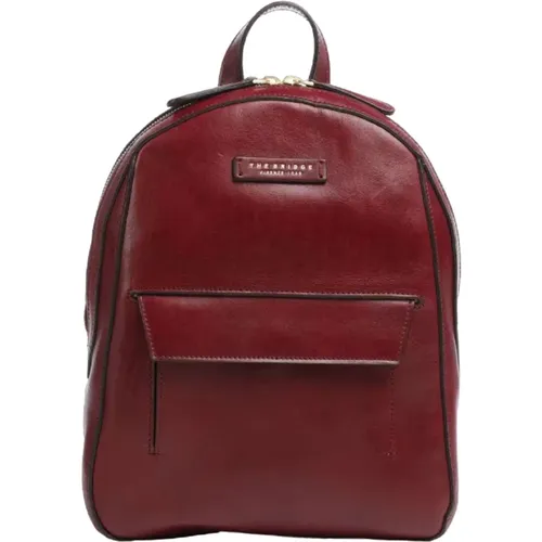 Luxurious Leather Backpack Bordeaux , female, Sizes: ONE SIZE - The Bridge - Modalova