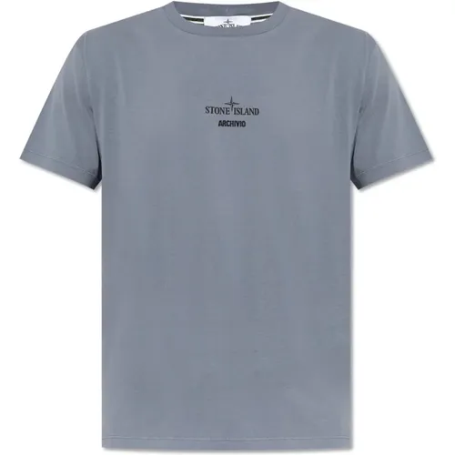 T-Shirt mit Logo , Herren, Größe: M - Stone Island - Modalova