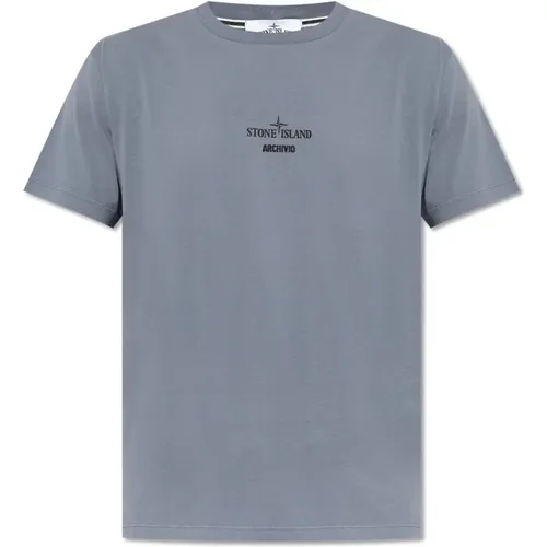 T-Shirt mit Logo , Herren, Größe: L - Stone Island - Modalova