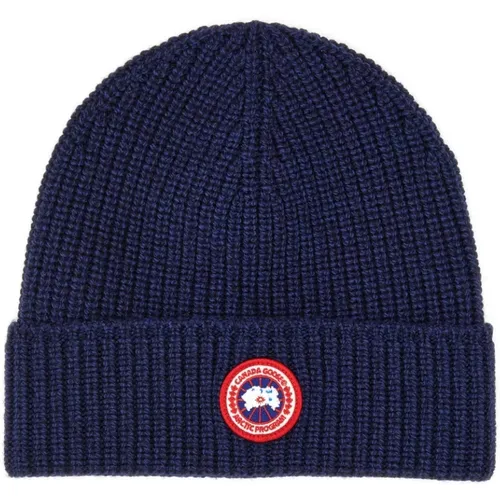 Merino Wool Beanie Hat Made in Italy , male, Sizes: ONE SIZE - Canada Goose - Modalova