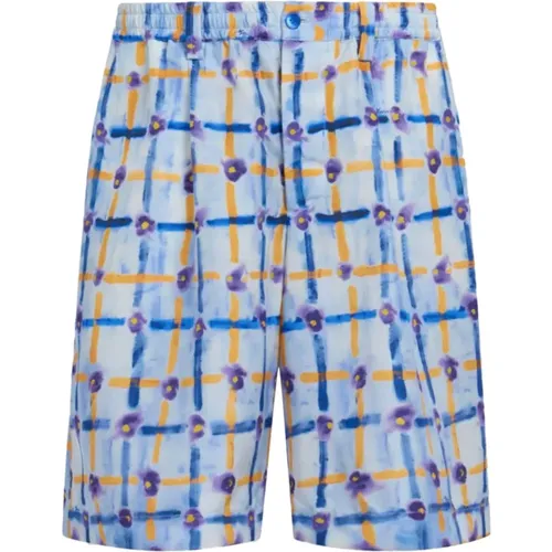 Casual Shorts, male, , Size: S Saraband Print Silk Drawstring Shorts - Marni - Modalova