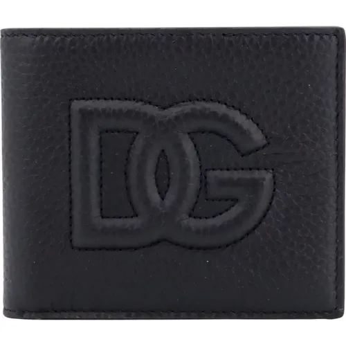 Schwarzes Lederportemonnaie mit Monogramm - Dolce & Gabbana - Modalova