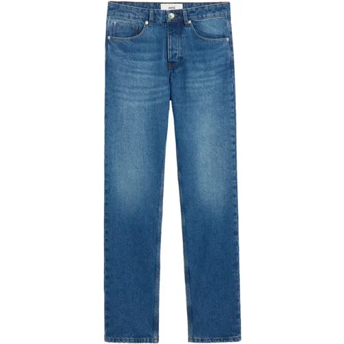 Classic Fit Washed Denim Jeans , male, Sizes: W32, W30 - Ami Paris - Modalova