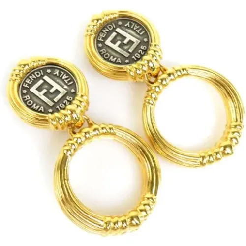 Pre-owned Jewellery, female, , Size: ONE SIZE Pre-owned Metal earrings - Fendi Vintage - Modalova