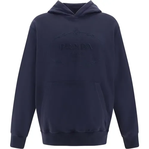 Cotton Sweatshirt with Drawstring Hood , male, Sizes: L - Prada - Modalova