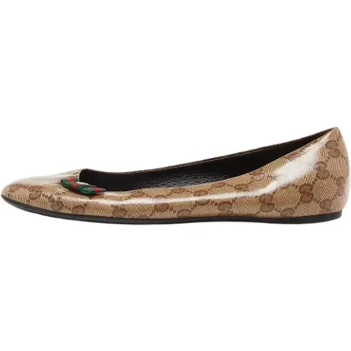 Pre-owned Coated canvas flats , female, Sizes: 7 1/2 UK - Gucci Vintage - Modalova