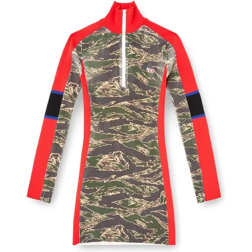 Short Dresses, female, , Size: M Zip Front Dress Long Sleeve - Diesel - Modalova