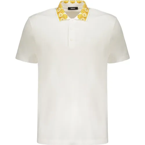 Polo Shirts, male, , Size: XL Logo Embroidered Cotton Polo Shirt - Versace - Modalova