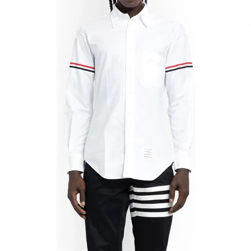 Klassisches Weißes Button-Down Hemd mit Signature-Streifen , Herren, Größe: 2XL - Thom Browne - Modalova