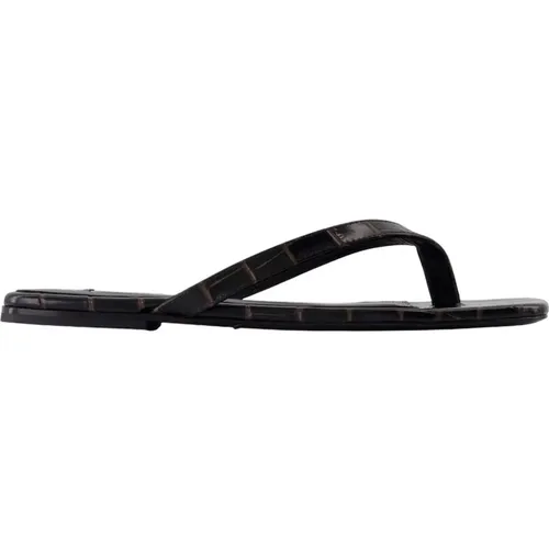 Flip Flops, female, , Size: 5 US Leather Square Open Toe Sandals - TotêMe - Modalova