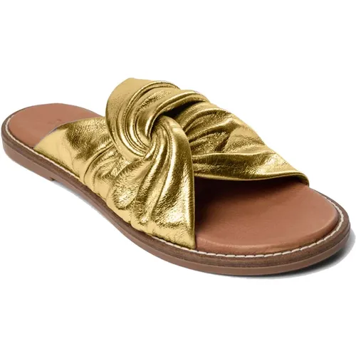 Goldene Sandalen Schuhe Stiefel , Damen, Größe: 36 EU - Sofie Schnoor - Modalova