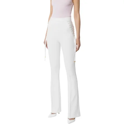 Straight Trousers, female, , Size: M Flared Trousers with Elegant Silhouette - Elisabetta Franchi - Modalova