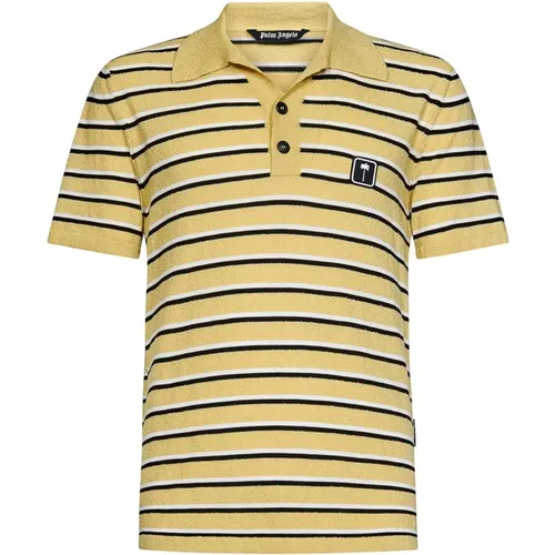 Polo Shirts, male, , Size: M Striped Cotton Terry Polo Shirt - Palm Angels - Modalova