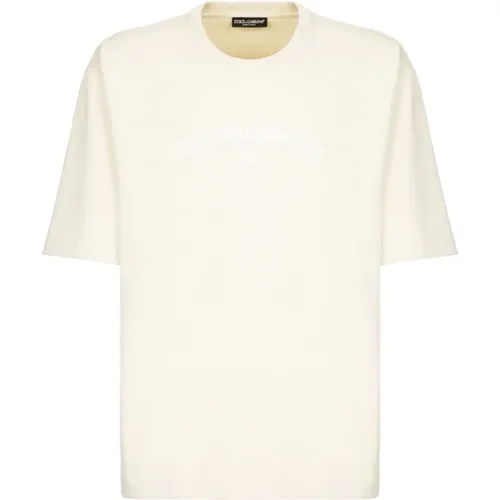 Logo-print cotton T-shirt , male, Sizes: L, M, S, XL - Dolce & Gabbana - Modalova