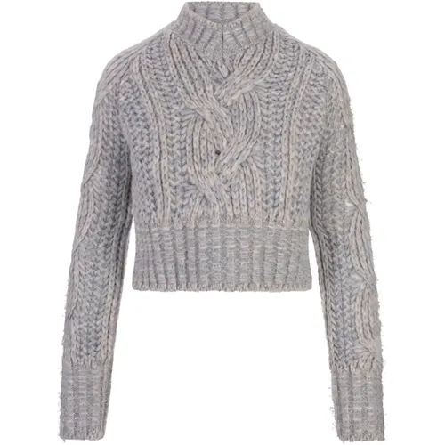Soft Grey Cable Knit Sweater , female, Sizes: XS, M - Ermanno Scervino - Modalova