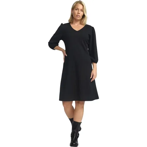 Elegantes Schwarzes Kleid mit V-Ausschnitt - 2-Biz - Modalova