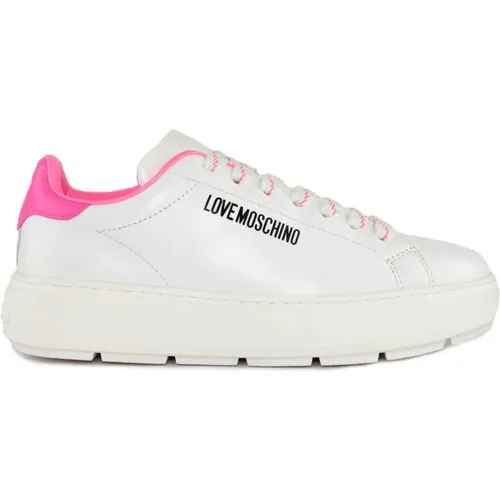 Sneakers, female, , Size: 9 US Bianco/Fluo Fuxia Stylish Model - Love Moschino - Modalova