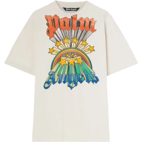 Rainbow Graphic Crew-Neck T-Shirt , male, Sizes: M - Palm Angels - Modalova