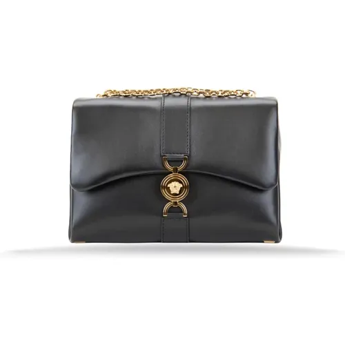 Shoulder Bags, female, , Size: ONE SIZE Leather Women's Shoulder Bag Magnetic Closure - Versace - Modalova