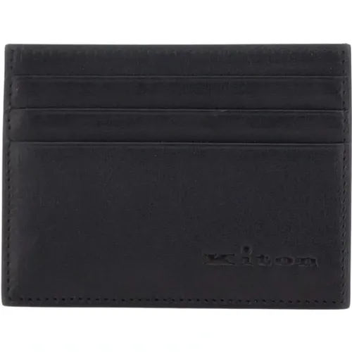 Wallets & Cardholders, male, , Size: ONE SIZE Leather Card Case, , Multi-Compartment - Kiton - Modalova